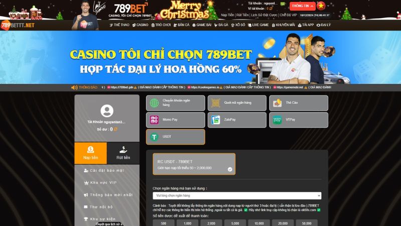 Cung cấp nhiều kênh nạp tiền 789Bet