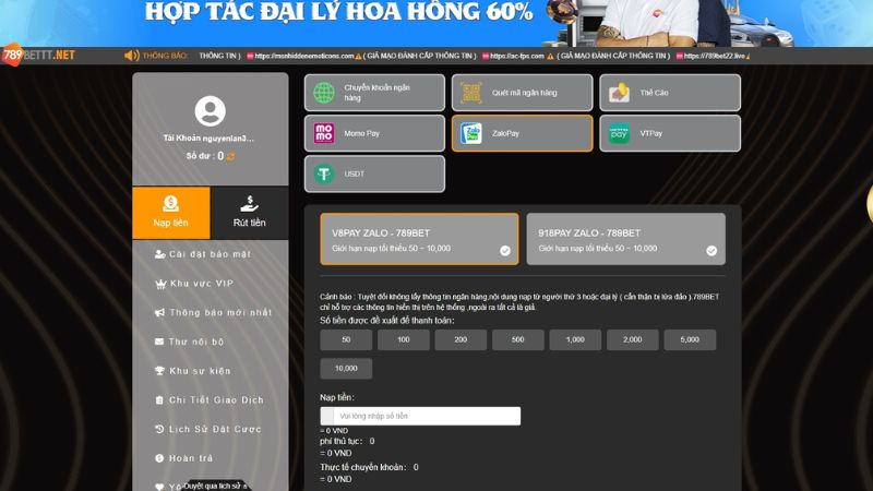 Các kênh nạp tiền 789Bet an toàn và nhanh chóng